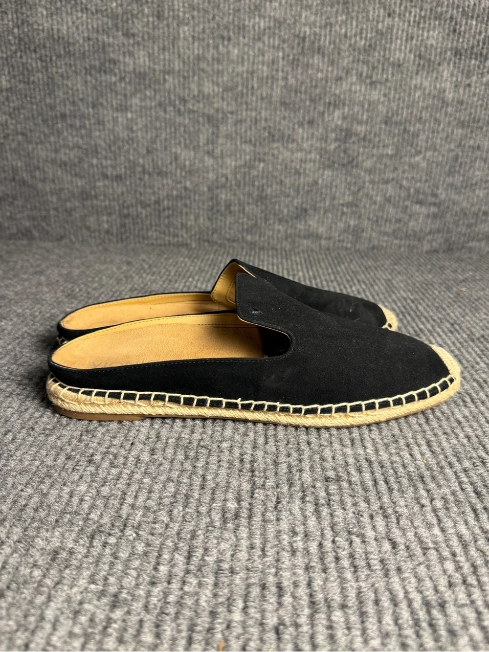 Vionic Santorini Black Suede Espadrille Mule Slides Size 9.5